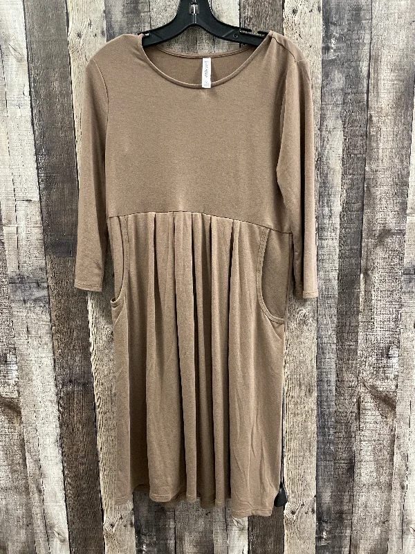 Dress Casual Midi By Zenana Outfitters In Tan, Size: L Comfortable Adjustable Strap Midi Dress