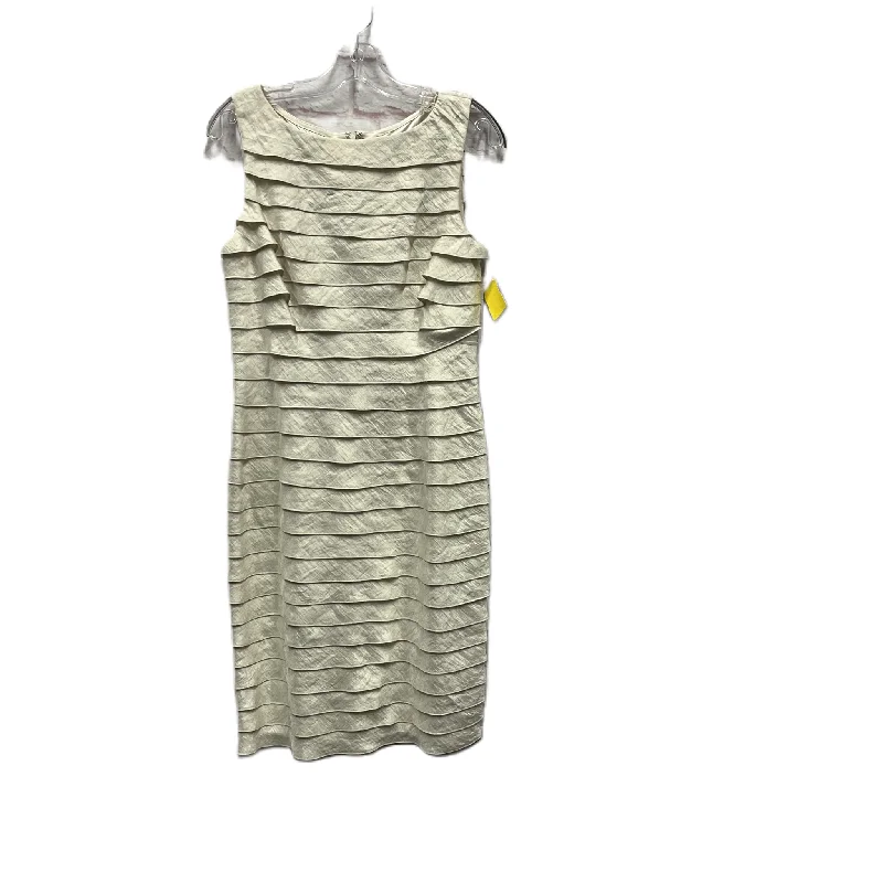 Dress Party Midi By Adrianna Papell In Cream, Size: M Trendy Flared Sleeve Midi Dress