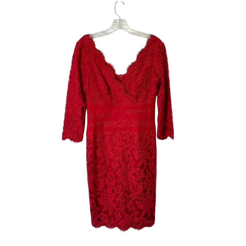 Dress Party Midi By Tadashi Shoji In Red, Size:M Cozy Ribbed Knit Midi Dress