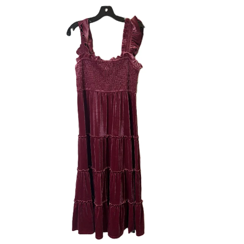 Dress Party Midi By Crown And Ivy In Purple, Size: L Comfortable Ruched Midi Dress