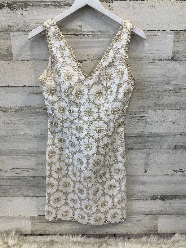 Dress Party Midi By Lilly Pulitzer In Gold & White, Size: Xs Stylish Animal Print Midi Dress Dress Party Midi By Lilly Pulitzer In Gold & White, Size: Xs Stylish Animal Print Midi Dress