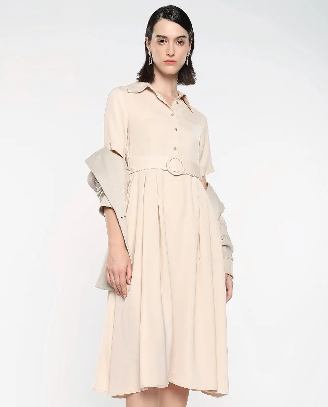 Rareism Women Enbarry Off White Satin Fabric Boxy Sleeve Collared Neck Button Closure Fit And Flare Midi Plain Dress Cozy Ribbed Knit Midi Dress Rareism Women Enbarry Off White Satin Fabric Boxy Sleeve Collared Neck Button Closure Fit And Flare Midi Plain Dress Cozy Ribbed Knit Midi Dress