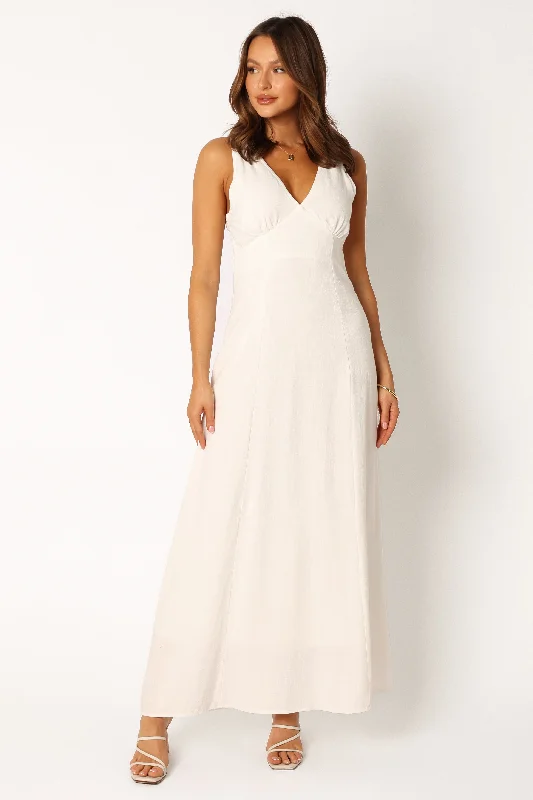 Marley Midi Slip Dress - White Elegant Maxi-Midi Hybrid Dress