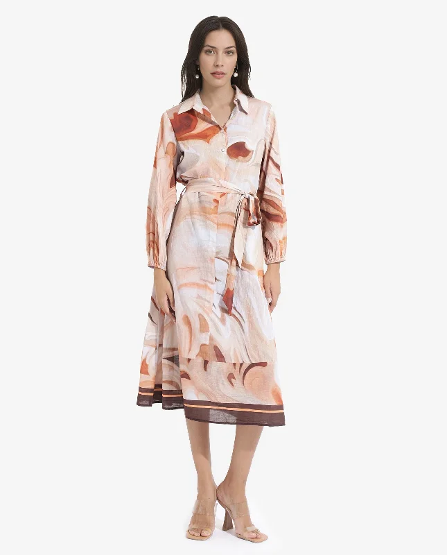 Rareism Women Massa Light Multi Bishop Sleeve Collared Neck Button Closure Relaxed Fit Midi Abstract Print Dress Trendy Square Neck Midi Dress Rareism Women Massa Light Multi Bishop Sleeve Collared Neck Button Closure Relaxed Fit Midi Abstract Print Dress Trendy Square Neck Midi Dress