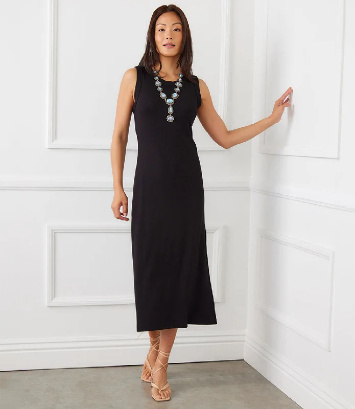 Midi Column Dress Elegant Pleated Detail Midi Dress