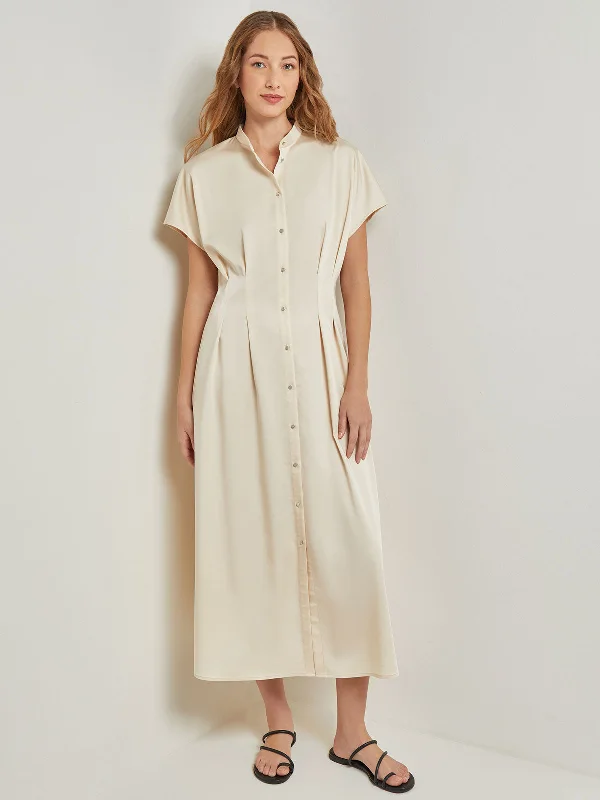 Midi Fit & Flare Dress - Dolman Sleeve Woven Fashionable Chiffon Midi Dress