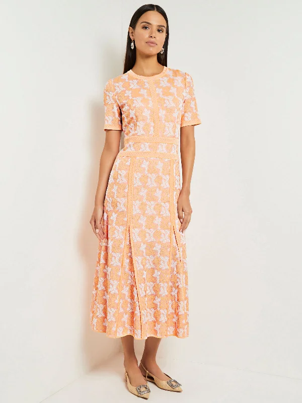 Midi Fit & Flare Dress - Intarsia Knit Chic Off-Shoulder Midi Dress