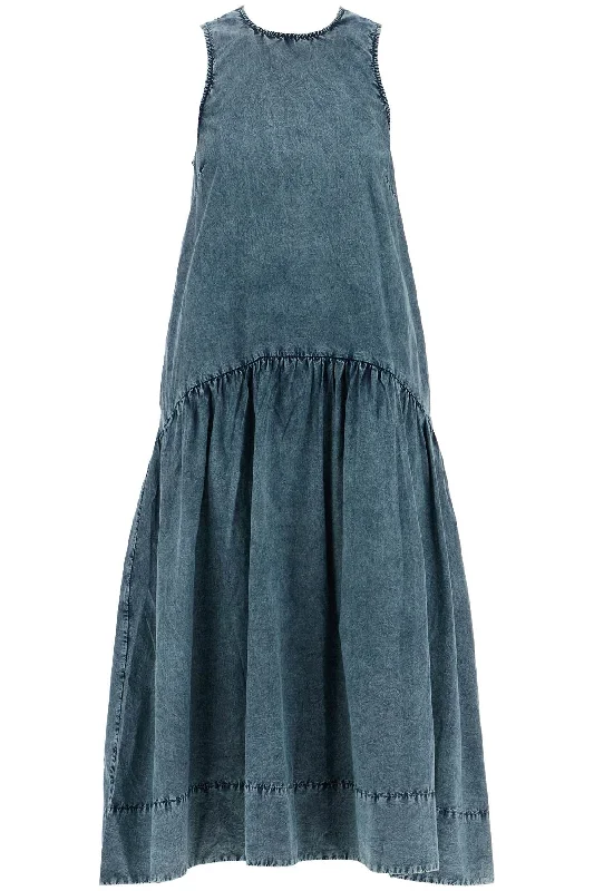 midi poplin dress in F9693 SKY CAPTAIN Cozy Midi Dress with Pockets