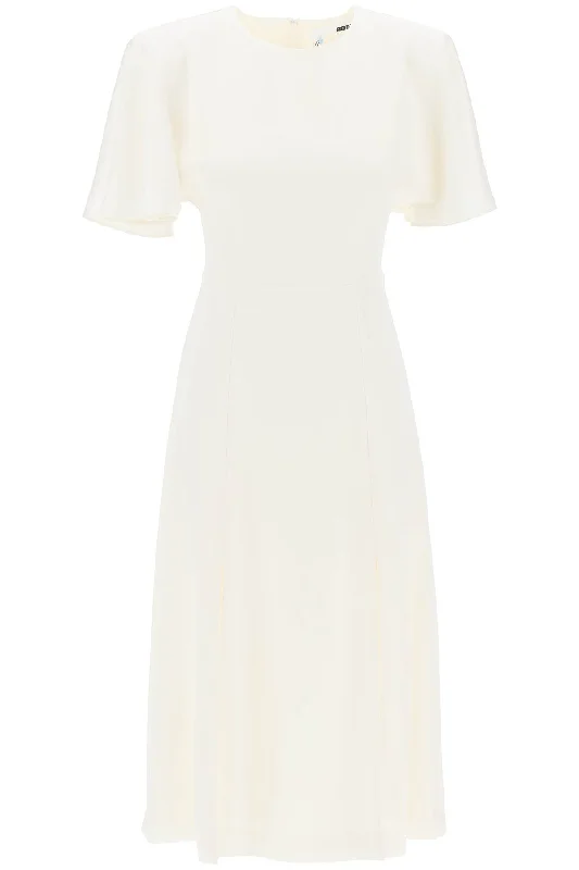 midi satin dress with butterfly sleeves 112167857 Egret Trendy Ruffled Sleeve Midi Dress