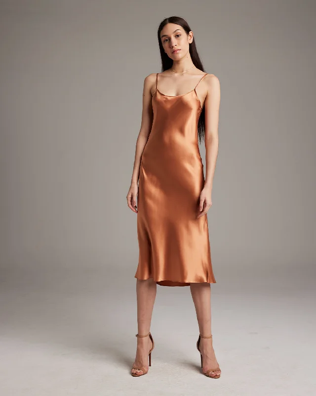 Midi Slip Dress - Seasonal Trendy Smocked Waist Midi Dress