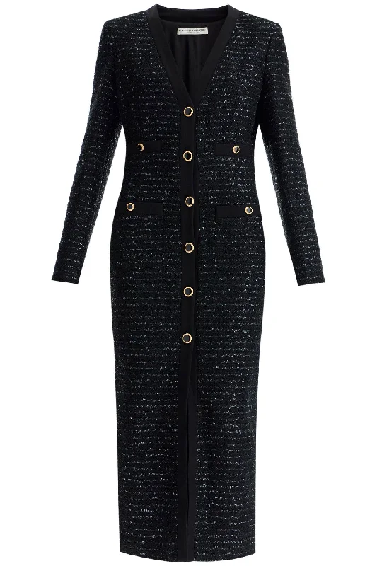 midi tweed dress with sequins FABX3809 F4364 BLACK Fashionable Chiffon Midi Dress