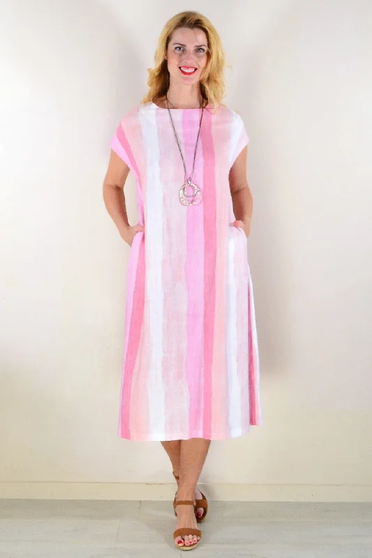Pink Delight Midi Summer Dress Fashionable Shift Midi Dress