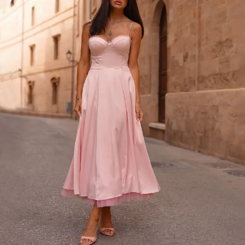 Princess Scalloped Lace Bustier Corset Layered Tulle Satin Midi Sundress Comfortable Empire Waist Midi Dress Princess Scalloped Lace Bustier Corset Layered Tulle Satin Midi Sundress Comfortable Empire Waist Midi Dress