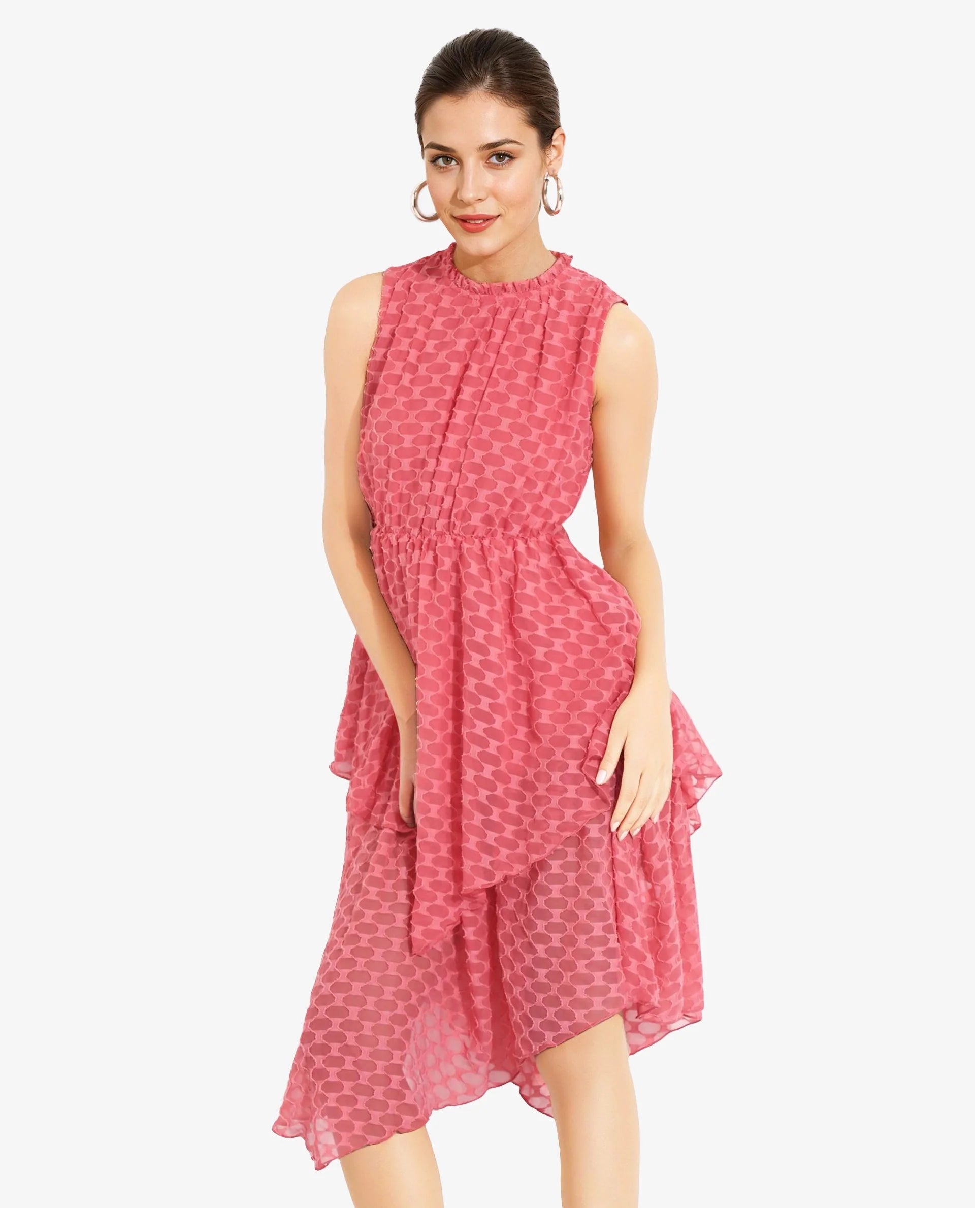 Rareism Women Sarsa Pastel Pink Round Neck Button Closure Fit And Flare Midi Plain Dress Stylish Striped Midi Dress Rareism Women Sarsa Pastel Pink Round Neck Button Closure Fit And Flare Midi Plain Dress Stylish Striped Midi Dress
