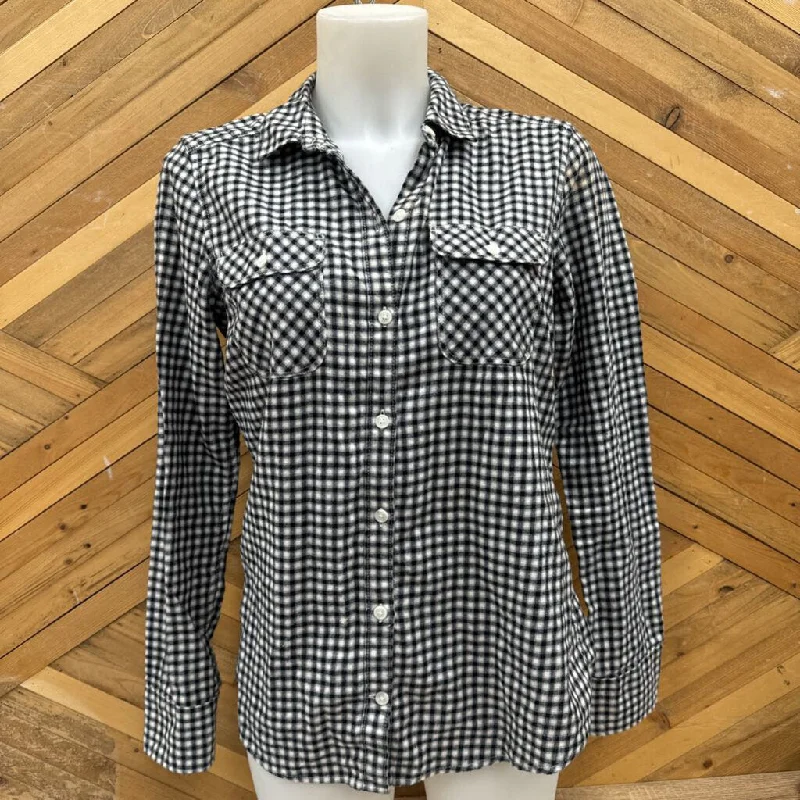 Eddie Bauer - Women's Flannel Button Up Shirt - MSRP $100: Black/White-women-SM-- Thin T-Shirt Open Front Quick Dry Eddie Bauer - Women's Flannel Button Up Shirt - MSRP $100: Black/White-women-SM-- Thin T-Shirt Open Front Quick Dry