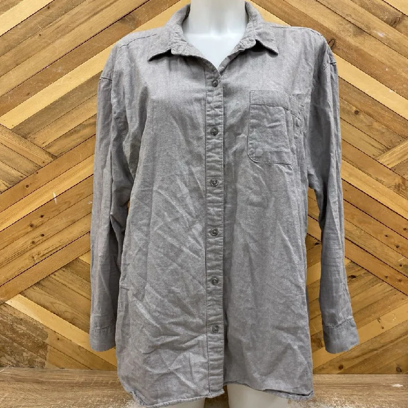 Eddie Bauer - Women's Flannel Shirt - MSRP $100: Grey-women-XL-- Rayon Velvet Corduroy Eddie Bauer - Women's Flannel Shirt - MSRP $100: Grey-women-XL-- Rayon Velvet Corduroy