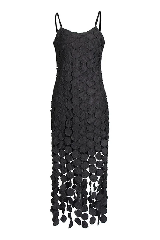 Flowy Scoop Neck Laser Cut Circle Fringe Sleeveless Cocktail Midi Dress Tunics Custom made Flowy Scoop Neck Laser Cut Circle Fringe Sleeveless Cocktail Midi Dress Tunics Custom made