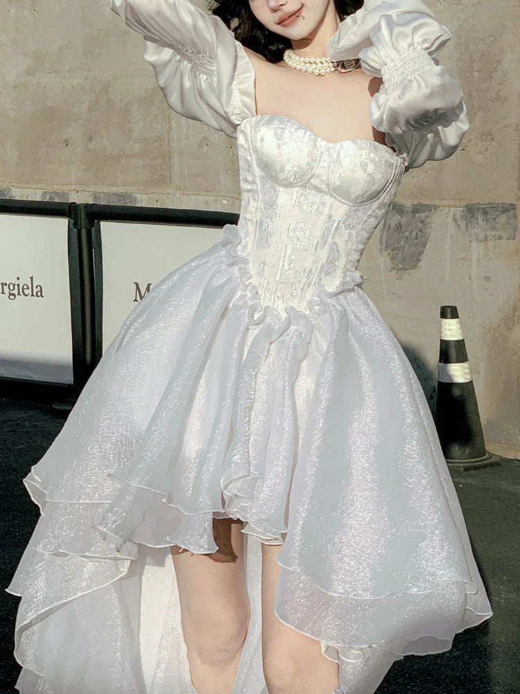 Zjkrl --White Evening Party Princess Dress Women France Vintage Backless Sweet Dresses Female Off Shoulder Elegant Dress Summer 2024 New Tunics Yoga stretchy Zjkrl --White Evening Party Princess Dress Women France Vintage Backless Sweet Dresses Female Off Shoulder Elegant Dress Summer 2024 New Tunics Yoga stretchy