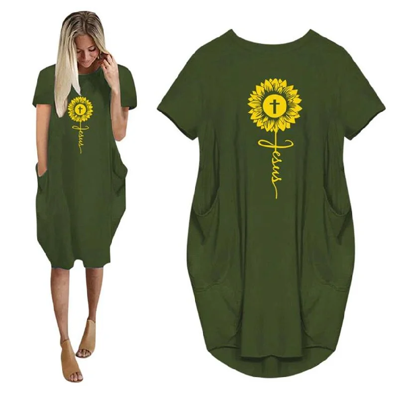 Sunflower Print Plus Size Dresses For Women Ladies Oversized Short Sleeve Pocket Mini Dress Casual Loose Summer Faith JesusCross Comfortable Polka Dot Mini Dress Sunflower Print Plus Size Dresses For Women Ladies Oversized Short Sleeve Pocket Mini Dress Casual Loose Summer Faith JesusCross Comfortable Polka Dot Mini Dress