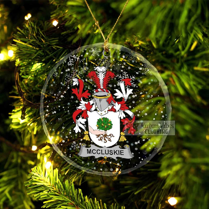McCluskie Irish Clan Christmas Glass Ornament with Coat of Arms empire Basque Peplum McCluskie Irish Clan Christmas Glass Ornament with Coat of Arms empire Basque Peplum