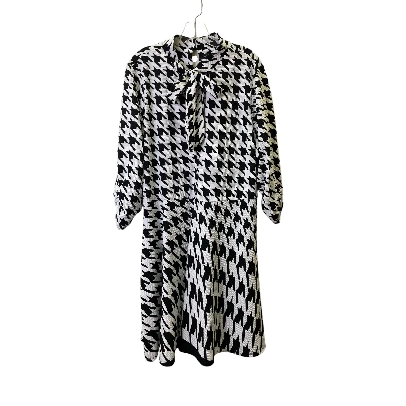 Dress Casual Midi By Ashley Stewart In Black & White, Size:24 Comfortable Button Front Midi Dress Dress Casual Midi By Ashley Stewart In Black & White, Size:24 Comfortable Button Front Midi Dress