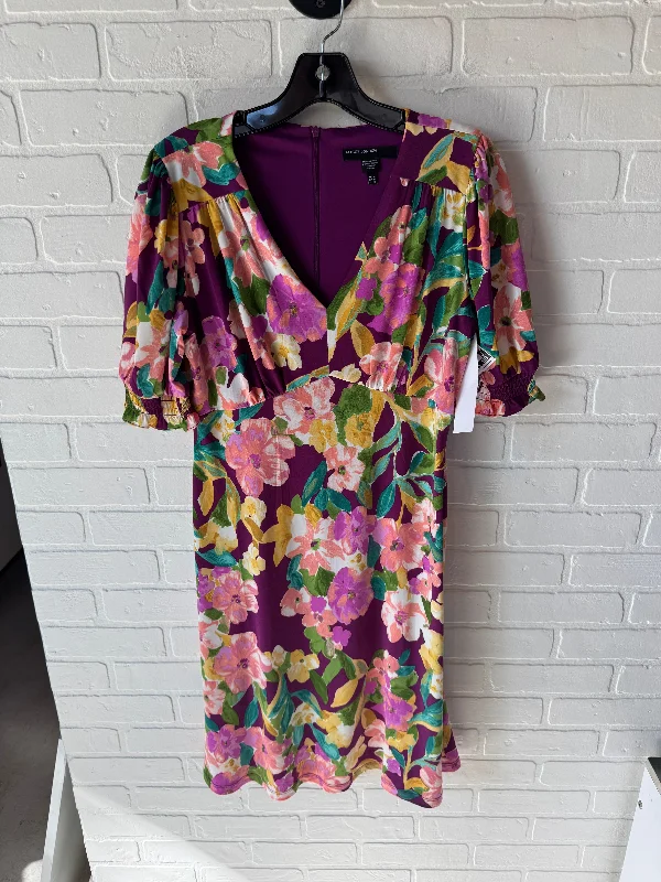 Dress Casual Midi By Maggy London In Purple & Yellow, Size: M Elegant Velvet Midi Dress Dress Casual Midi By Maggy London In Purple & Yellow, Size: M Elegant Velvet Midi Dress