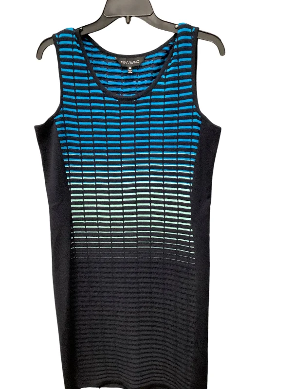 Dress Casual Midi By Ming Wang In Blue, Size: M Trendy Mock Neck Midi Dress
