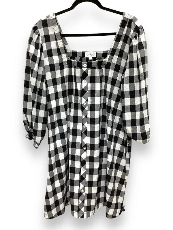 Dress Casual Midi By Mudpie In Black & White, Size: L Comfortable Short Sleeve Midi Dress